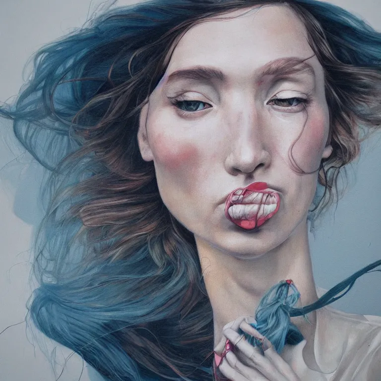 Prompt: Street-art portrait of Carice Anouk van Houten in style of Etam Cru, photorealism