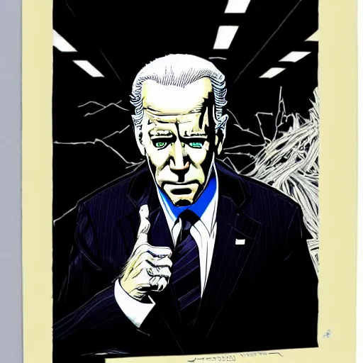 Image similar to Joe Biden looking sinister, by Tsutomu Nihei, highly detailed