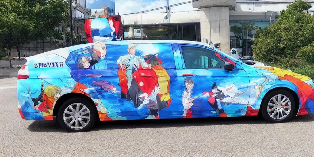 Prompt: putin, anime car wrap