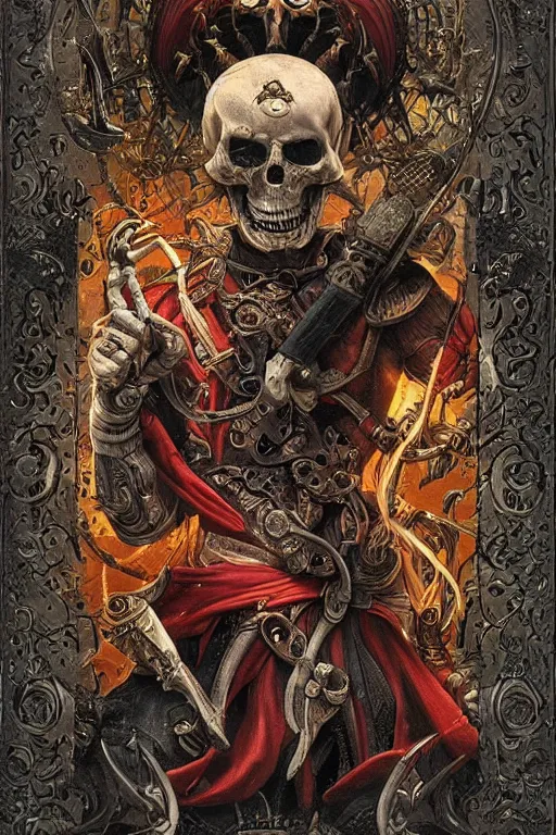 Image similar to the man of death, trending on cgsociety, 4 k digital art, intricately defined, complexly detailed, mannerism, [ tarot card ]!!!!!