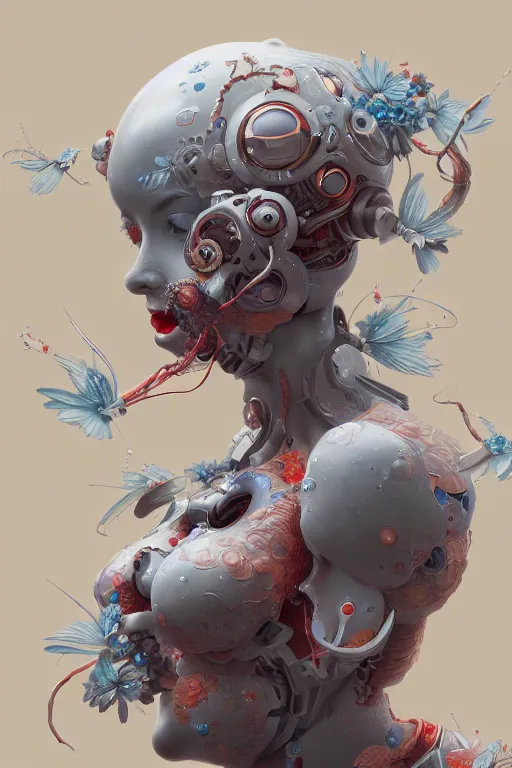 Image similar to hyperrealistic photography of a machine entering a female host in the style of Jin Kagetsu, James Jean and wlop, highly detailed, sharp focus, intricate concept art, digital painting, 4k, artstation