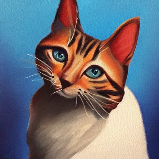 Prompt: a lovely cat sending kisses, low poly, oil painting