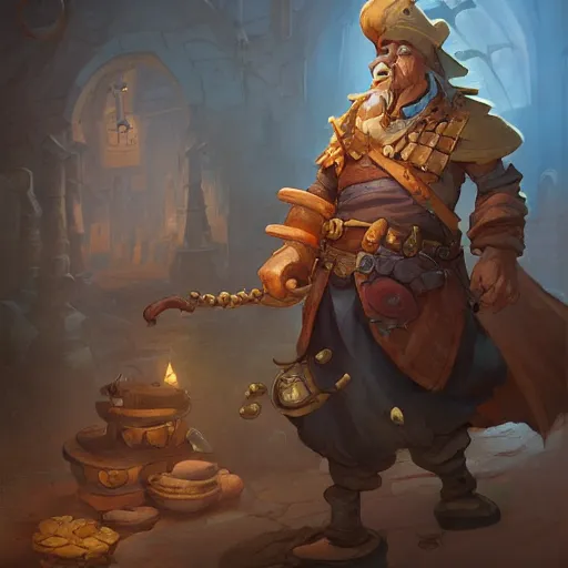 Prompt: fantasy traveling merchant, by justin gerard and greg rutkowski, digital art, realistic painting, dnd, dungeons & dragons, character design, trending on artstation