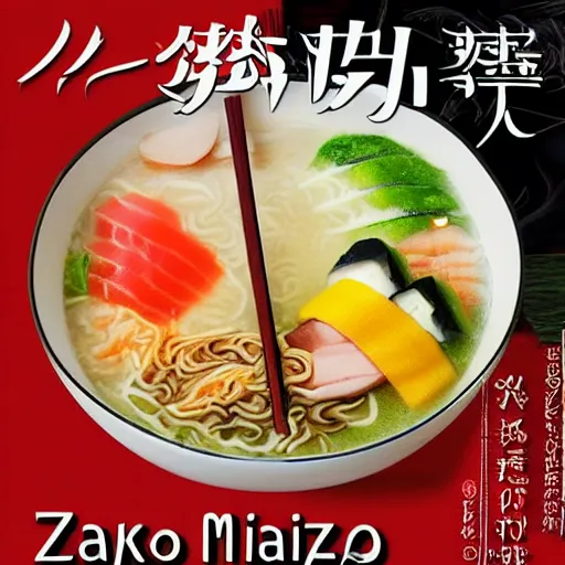 Prompt: hayao miyazaki studio ghibli ramen and sushi cooking anime