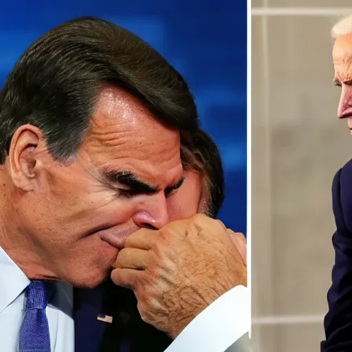 Image similar to joe biden kissing Jair Bolsonaro