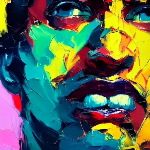 Prompt: a vibrant oil painting close up of a beautiful man by francoise nielly, trending on artstation : 3