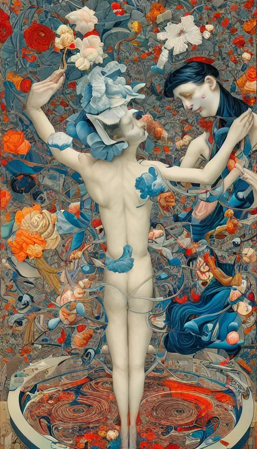 Prompt: the two complementary forces that make up all aspects and phenomena of life, by james jean,