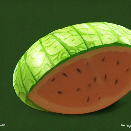 Image similar to An atronach made of melons, digital art, high quality, 8k