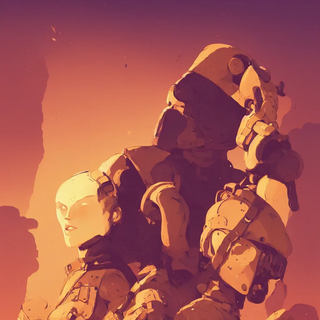 Image similar to desert soldier, smooth face, centered, solid bacgkround, median photoshop filter cutout vector behance, hd by artgerm, jesper ejsing, by rhads, makoto shinkai and lois van baarle, ilya kuvshinov, rossdraws, illustration, art by ilya kuvshinov and gustav klimt