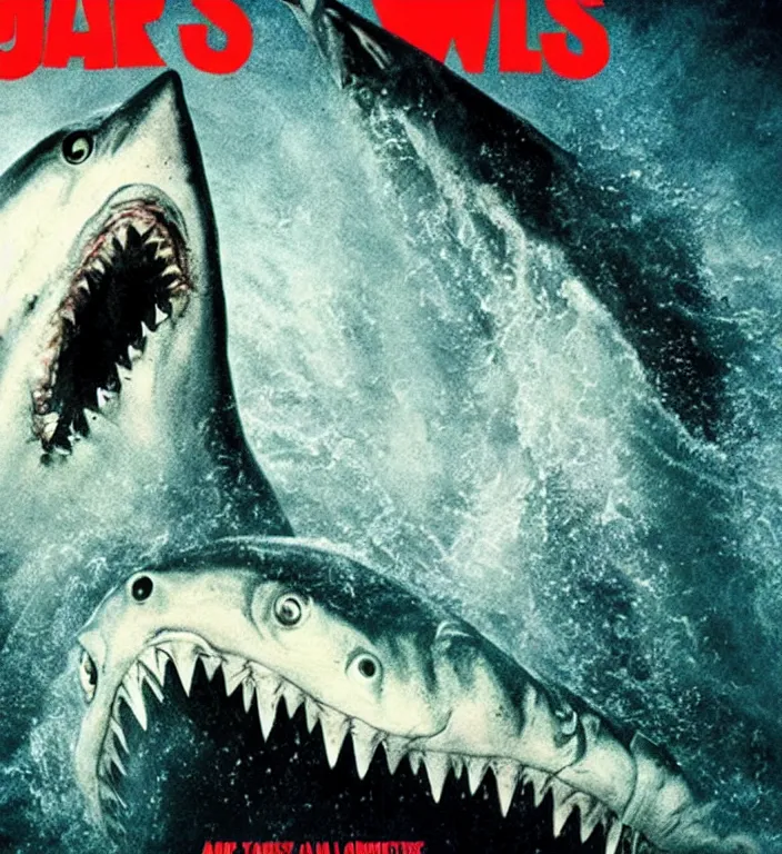 Image similar to a horror movie poster for jaws