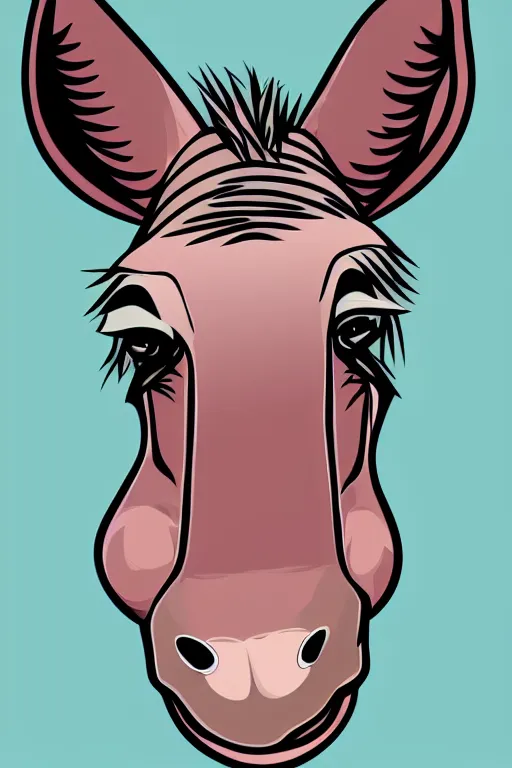 Image similar to Portrait of a chad donkey, anime, sticker, colorful, illustration, highly detailed, simple, smooth and clean vector curves, no jagged lines, vector art, smooth