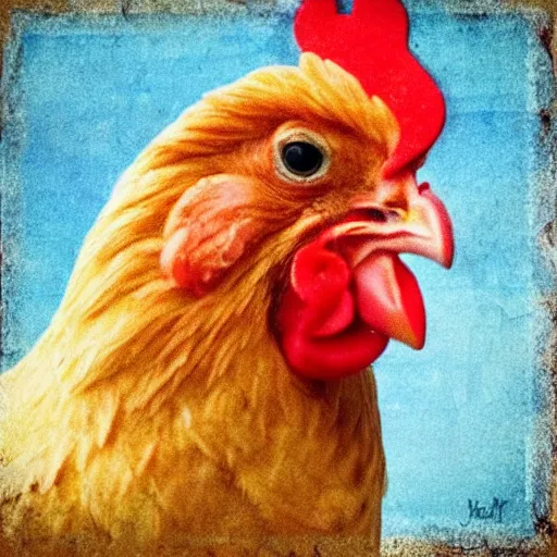 Image similar to chicken portrait, very nice, lovely, very cool, super fun, Slovakia, 🇦🇱, 🧐🌝, exquisite