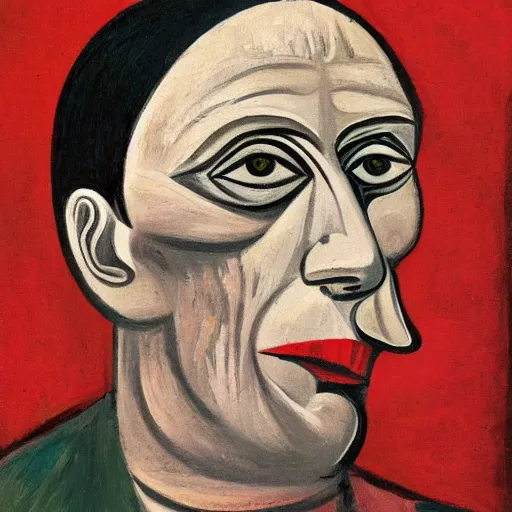 Prompt: Portrait painting of Picasso, painted by Picasso