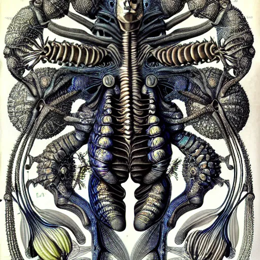 Image similar to alien insectoid by ernst haeckel, masterpiece, vivid, very detailed