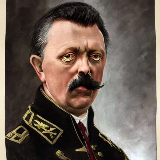 Image similar to Portrait of Igor Ivanovich Strelkov while he is calling for total war mobilization, photo-realistic, color image, 2K, highly detailed, by H.R.Giger