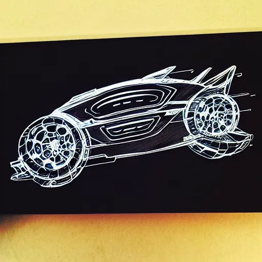 Image similar to futuristic vehicle concept, etch a sketch art