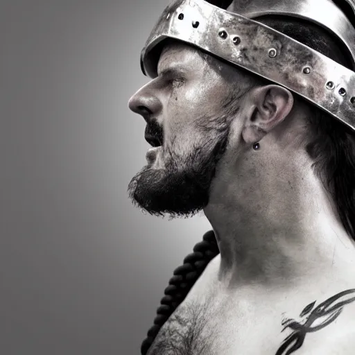 Image similar to A male gladiator wearing a thracian helmet action shot, tattoo, tattoo art, Black and grey tattoo style