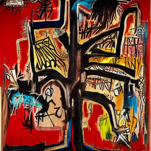 Image similar to basic composition uses the frame of the qabbalistic tree of life, basquiat