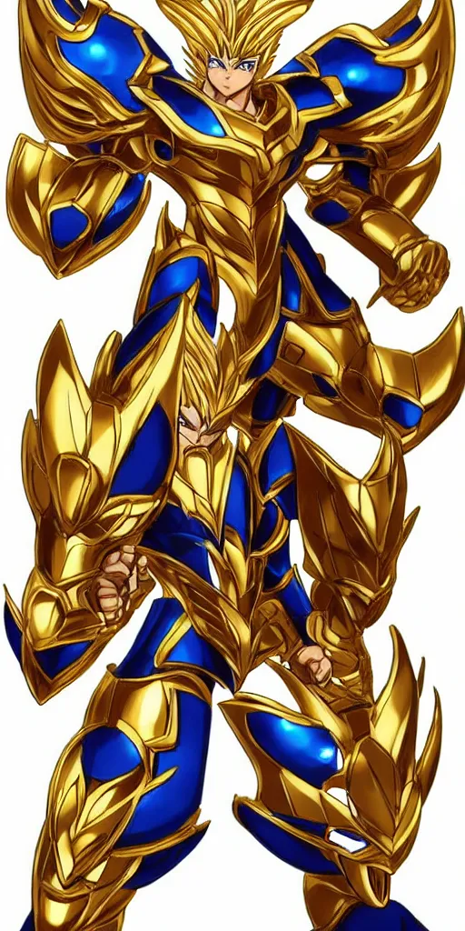 Image similar to full shot of Saint Seiya knight wearing golden Cat armor, detailed, inspired by Masami Kurumada, ArtStation