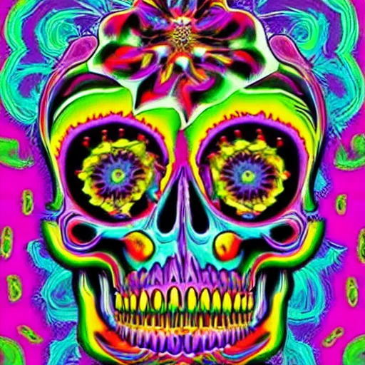 Image similar to psychedelic art of a skull