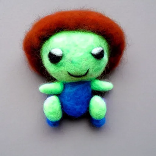 Image similar to a needle felted inkling, needle felting art.