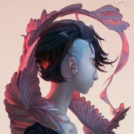 Image similar to prompt : stealthy character portrait soft light painted by james jean and katsuhiro otomo and erik jones, inspired by evangeleon anime, smooth face feature, intricate oil painting, high detail illustration, sharp high detail, manga and anime 1 9 9 9