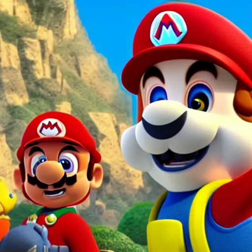 Image similar to a still of mario in paw patrol, cgi, detailed,