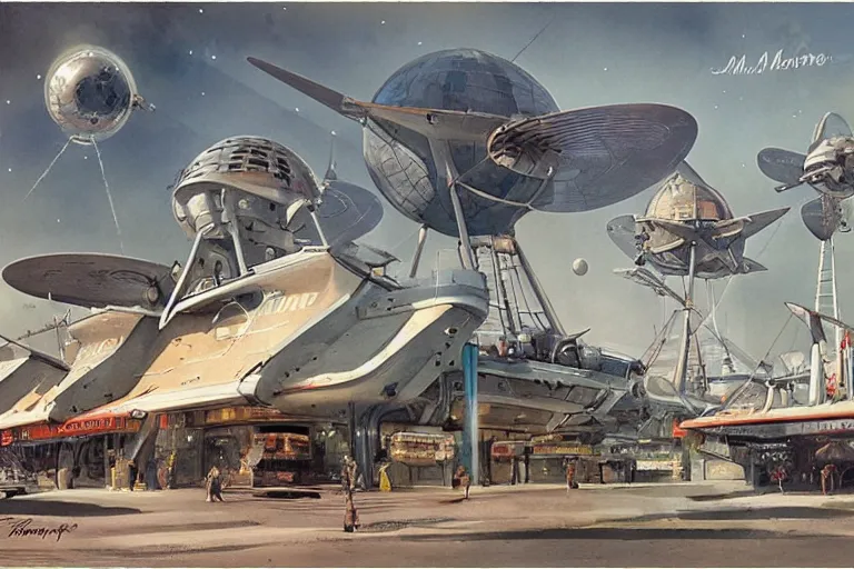 Image similar to 1 9 5 0 s retro starport, by jean - baptiste monge