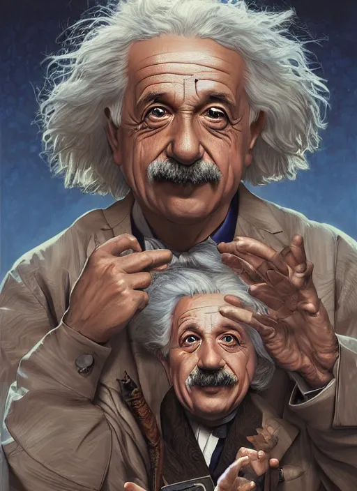 Image similar to albert einstein intricate, elegant, highly detailed, centered, digital painting, artstation, concept art, smooth, sharp focus, illustration, art by todd lockwood and donato giancola and Joseph Christian Leyendecker