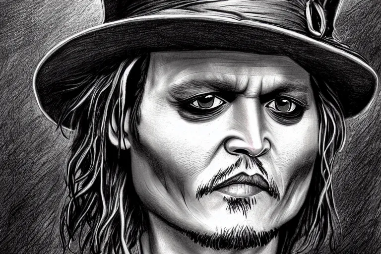 Image similar to johnny depp face on a creature, by dave cavedraws, by meatcanyon, amazing composition