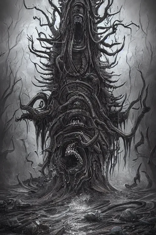 Image similar to eldritch monstrosity, cinematic, digital art, extremely detailed, horror