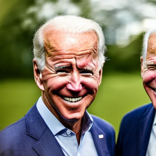 Image similar to A portrait photo of joe biden teams up with a teenage joe biden, perfect faces, 50 mm, award winning photography