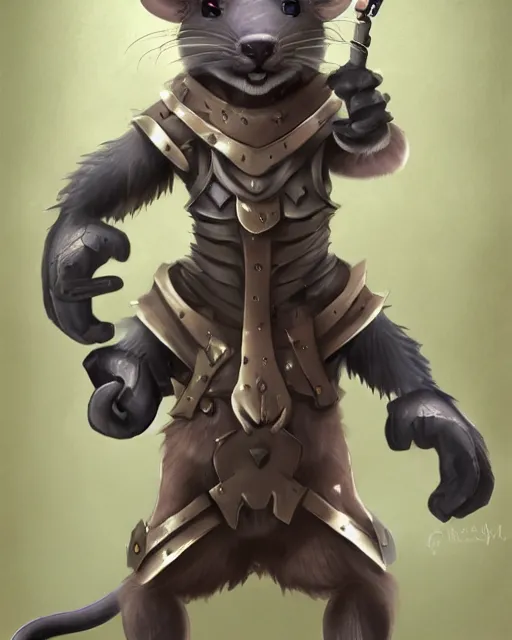 Image similar to a full body shot of an anthro furry rat wearing a fantasy armor making a selfie, fantasy, artstation, furry art, furaffinity, deviantart, symmetrical, highly detailed, award winning, trending