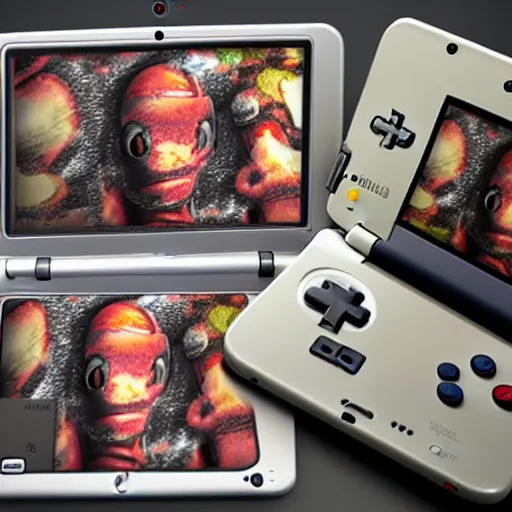 Image similar to nintendo 3 ds with the texture of human flesh, digital photography,