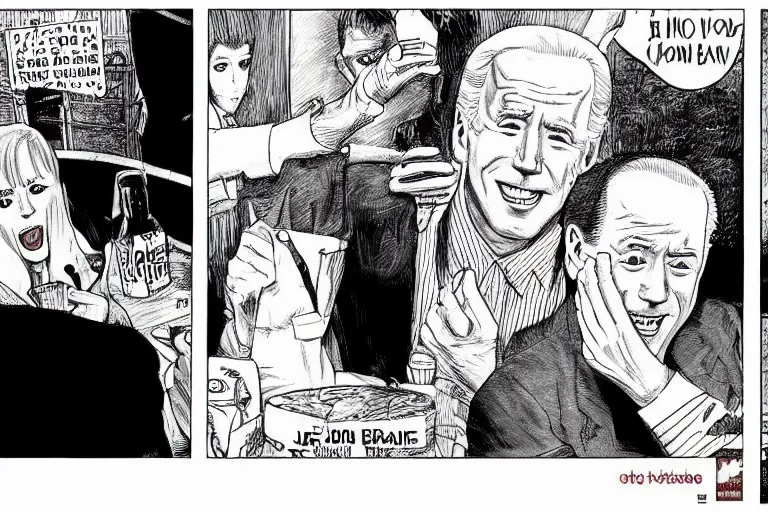 Image similar to Joe Biden insatiable for ice cream, Junji Ito