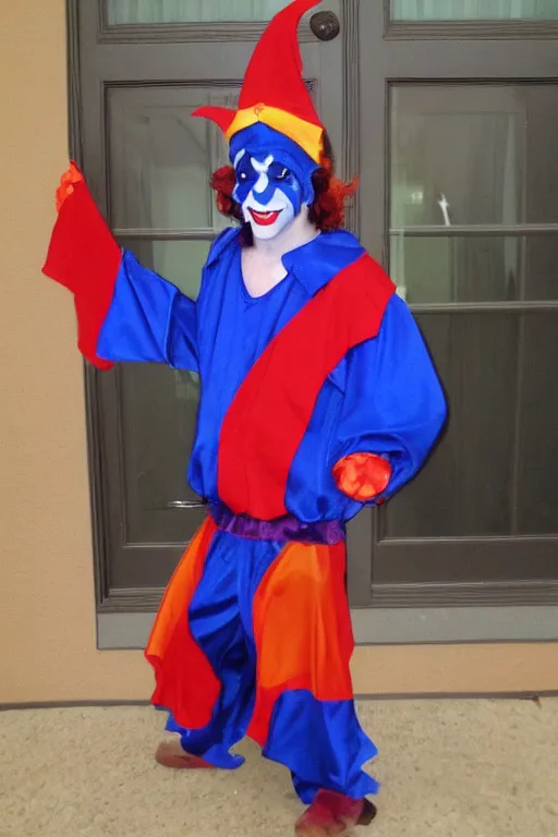 Image similar to scary jester halloween costume, best of halloweencostumes, man in a jester costume,