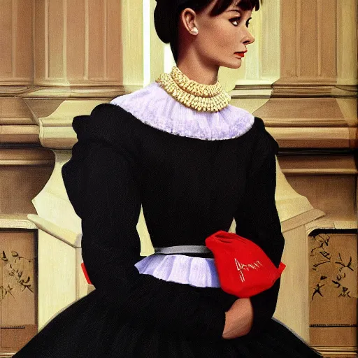 Image similar to audrey hepburn art by giovanni battista moroni