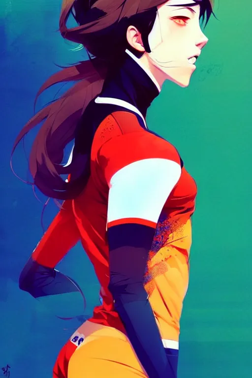 Image similar to a ultradetailed beautiful panting of a stylish girl in a volleyball jersey, by conrad roset, greg rutkowski and makoto shinkai, trending on artstation