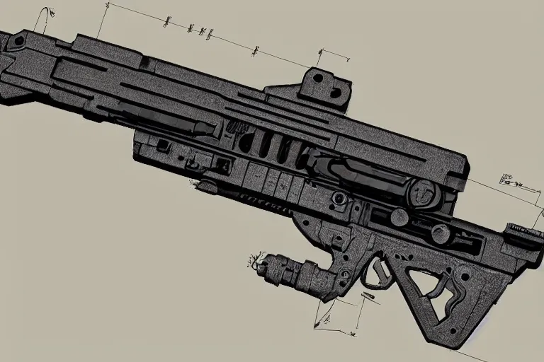 Prompt: alien gun blueprint schematics