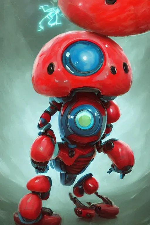 Prompt: cute Tachikoma, Tachikoma made of watermelon, tiny, small, miniature Tachikoma, baby Robot, short, pale blue armor, cute and adorable, pretty, beautiful, DnD character art portrait, matte fantasy painting, cgsociety Artstation, by Jason Felix by Steve Argyle by Tyler Jacobson by Peter Mohrbacher, cinematic lighting