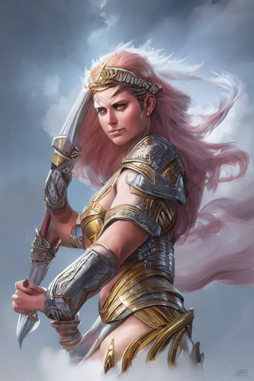 Image similar to amazon valkyrie athena, d & d, fantasy, portrait, highly detailed, headshot, digital painting, trending on artstation, concept art, sharp focus, illustration, art by artgerm and greg rutkowski and magali villeneuve