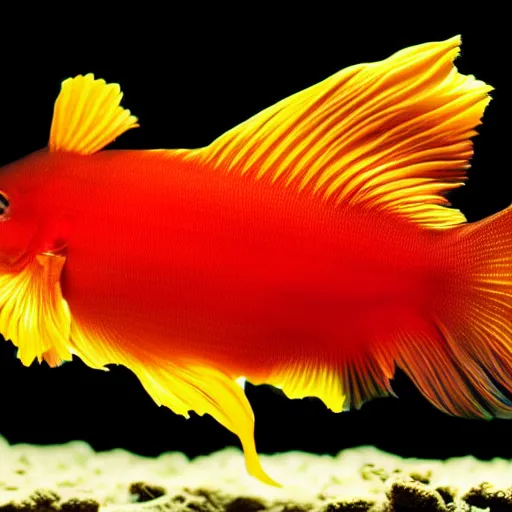 Image similar to a beautiful richly colored beta fish on a black background.