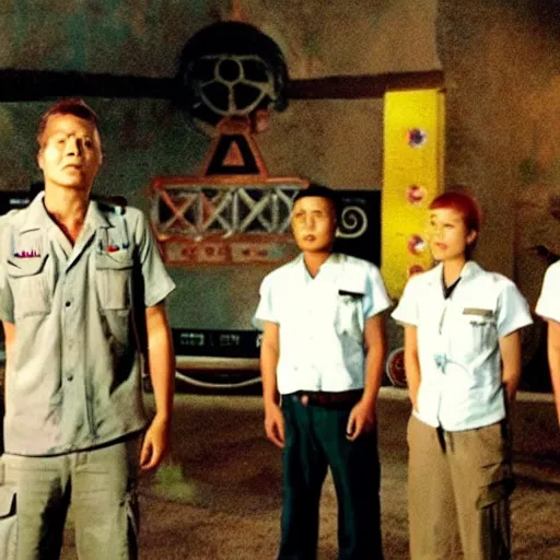 Prompt: still photo from a dharma initiative station orientation video