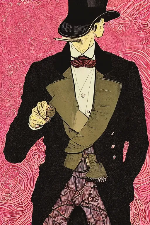 Image similar to portrait of a duke, victorian era, royal style, art deco, stylized illustration by moebius, victo ngai, vivid colorful comics style, clean line, diesel punk