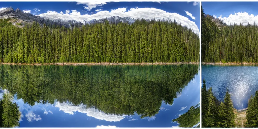 Prompt: stereo 3 6 0 panorama of a canadian lake