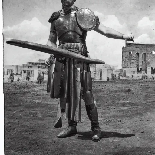 Image similar to photograph of a roman soldier in front of his army, ancient rome, photograph