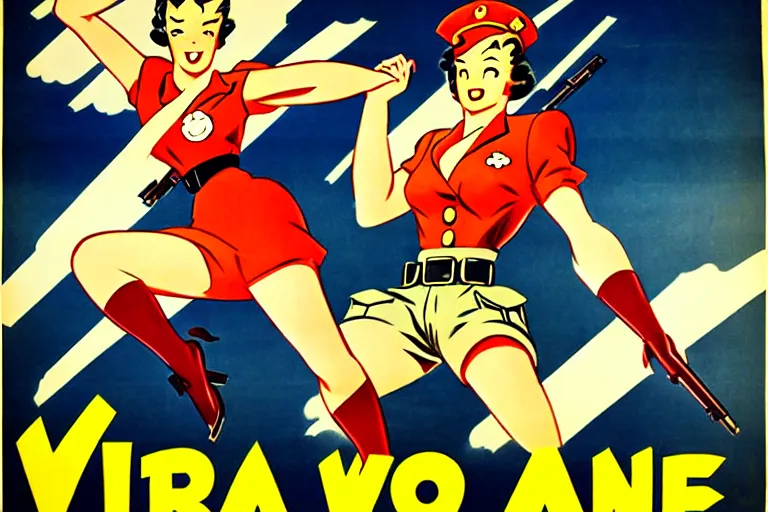 Image similar to 1940s, war, anime, poster, propaganda