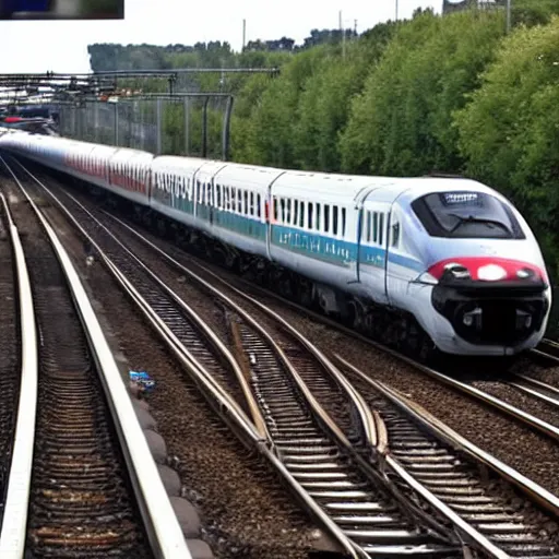 Uomo Blocca Il Treno Alta Velocita Con Il Freno Stable Diffusion