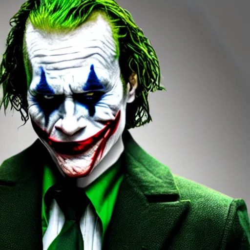 Image similar to Live Action Still of Jerma in The Joker, real life, hyperrealistic, ultra realistic, realistic, highly detailed, epic, HD quality, 8k resolution, body and headshot, film still