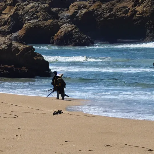 Image similar to Pirates desperately looking for treasure on Riverdean Beach